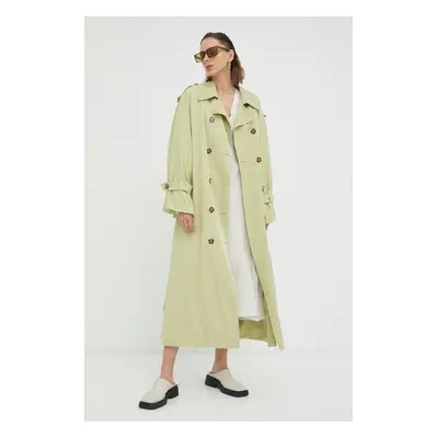 Trench kabát By Malene Birger dámský, zelená barva, přechodný, oversize