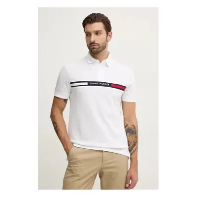 Polo tričko Tommy Hilfiger bílá barva, s aplikací, MW0MW38130