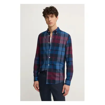 Bavlněná košile Tommy Hilfiger vínová barva, regular, s límečkem button-down, MW0MW37351