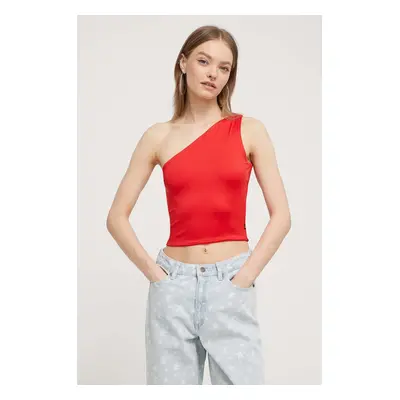 Top Tommy Jeans dámský, červená barva, DW0DW17898