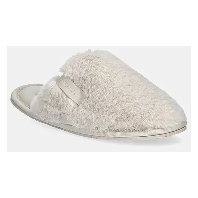 Pantofle Calvin Klein Jeans HOTEL SLIPPER FUR AFTER GLOW béžová barva, YW0YW01593