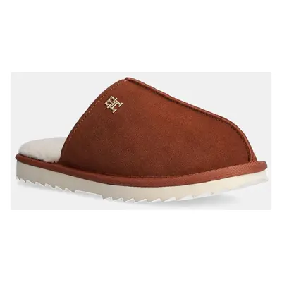 Pantofle Tommy Hilfiger TH ELEVATED COMFORT HOME SLIPPER hnědá barva, FW0FW08396