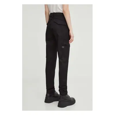 Kalhoty G-Star Raw dámské, černá barva, přiléhavé, high waist