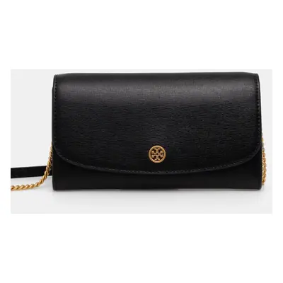 Kožená peněženka Tory Burch Robinson dámská, černá barva, 137152.001