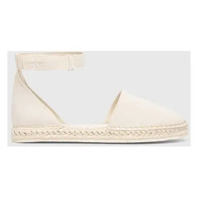 Espadrilky Calvin Klein Jeans ANKLE ESPADRILLE BTW béžová barva, YW0YW01027