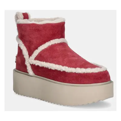 Semišové sněhule Inuikii Inuikii X Coccinelle Classic Low Shearling růžová barva, 75204-150