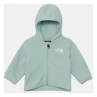 Kojenecká fleecová mikina The North Face BABGLACIER F/Z HOODIE tyrkysová barva, s kapucí, NF0A8B