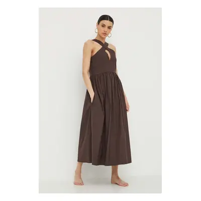 Plážové šaty Max Mara Beachwear hnědá barva, 2416221079600