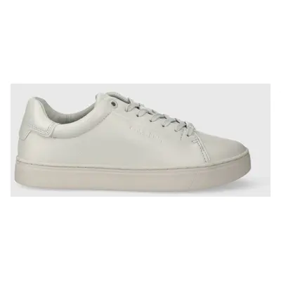 Kožené sneakers boty Calvin Klein CLEAN CUPSOLE LACE UP šedá barva, HW0HW01863