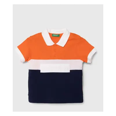 Dětská bavlněná polokošile United Colors of Benetton oranžová barva