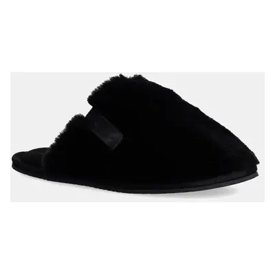 Pantofle Calvin Klein Jeans HOTEL SLIPPER FUR AFTER GLOW černá barva, YW0YW01593