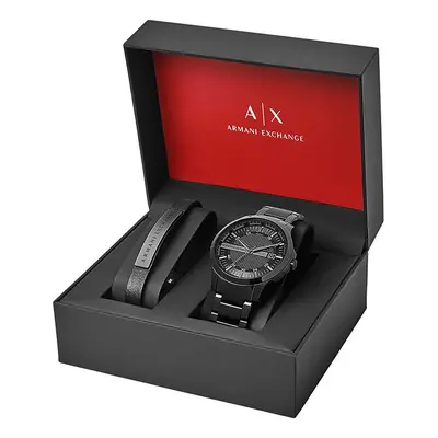 Hodinky a náramek Armani Exchange černá barva