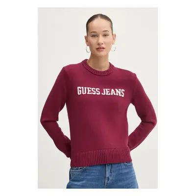 Bavlněný svetr Guess Jeans vínová barva, W4BR10 Z3HM1