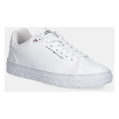 Kožené sneakers boty Tommy Hilfiger COURT THICK CUPSOLE LEATHER bílá barva, FM0FM05208