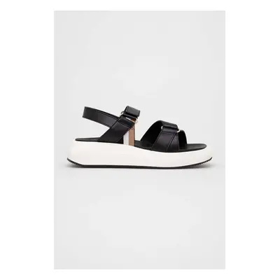 Sandály BOSS Jess Sandal-FL dámské, černá barva, na platformě, 50493086