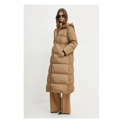 Péřová bunda Weekend Max Mara dámská, hnědá barva, zimní, 2425496052600