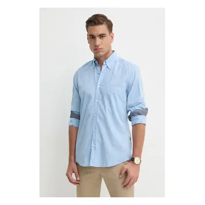 Bavlněná košile Boss Orange modrá barva, regular, s límečkem button-down, 50524706