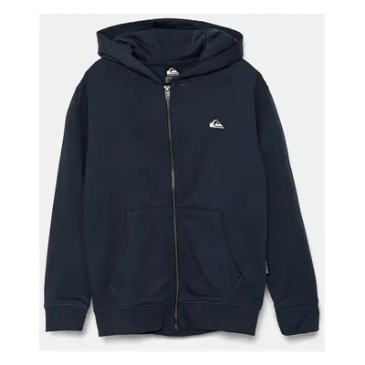 Dětská mikina Quiksilver BASIC HOOD ZIP tmavomodrá barva, s kapucí, hladká, EQBFT03890