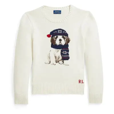 Dětský bavlněný svetr Polo Ralph Lauren béžová barva, 313951752001