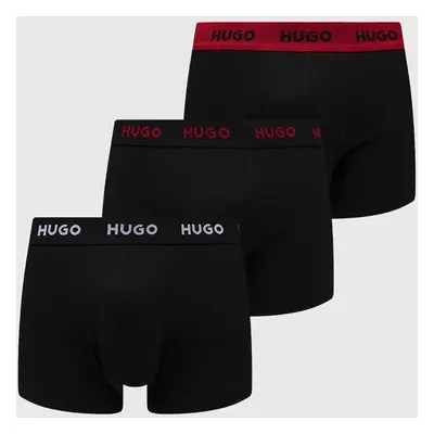 Boxerky HUGO 3-pack pánské, černá barva, 50469766