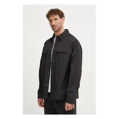 Bavlněná košile adidas Originals Premium Essentials Shirt černá barva, relaxed, s klasickým límc