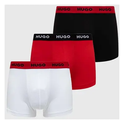 Boxerky HUGO 3-pack pánské, červená barva, 50469766