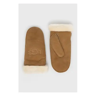 Semišové rukavice UGG dámské, hnědá barva, 20932-BLK