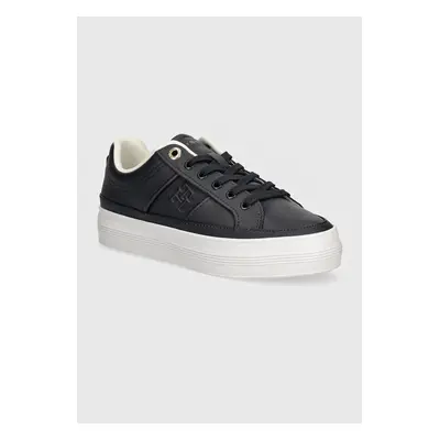 Kožené sneakers boty Tommy Hilfiger ESSENTIAL VULC SNEAKER MONOGRAM tmavomodrá barva, FW0FW07945