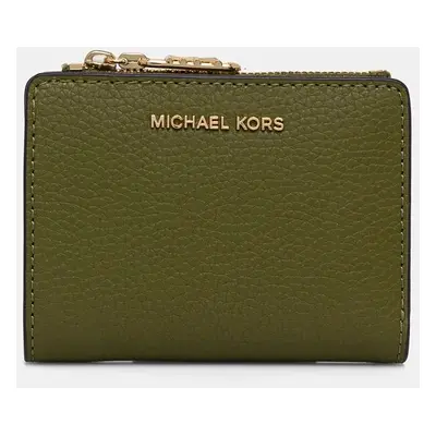 Kožená peněženka MICHAEL Michael Kors zelená barva, 32S4G8ED7L