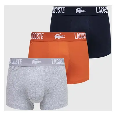 Boxerky Lacoste 3-pack pánské, šedá barva