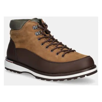 Boty Tommy Hilfiger CORPORATE OUTDOOR NUBUCK BOOT pánské, hnědá barva, FM0FM05190