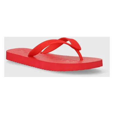 Žabky Tommy Jeans TJM BEACH FLIP FLOP pánské, červená barva, EM0EM01392