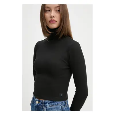 Tričko Calvin Klein Jeans černá barva, s golfem, J20J224196