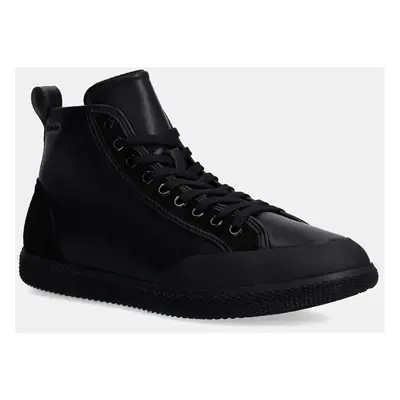 Kožené sneakers boty Calvin Klein HIGH TOP LACE UP černá barva, HM0HM01586