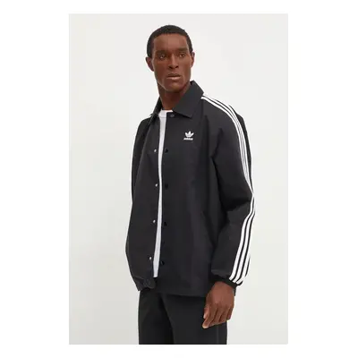 Bunda adidas Originals Mesh Coach pánská, černá barva, přechodná, oversize, IZ1831