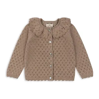 Dětský svetr Konges Sløjd HOLIDAY KNIT CARDIGAN hnědá barva, lehký, KS101994