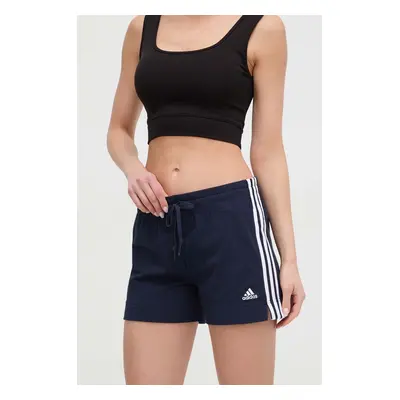 Kraťasy adidas dámské, tmavomodrá barva, s aplikací, high waist, HM9289