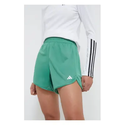 Tréninkové šortky adidas Performance Pacer zelená barva, hladké, high waist, IR6236