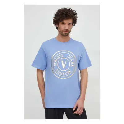 Bavlněné tričko Versace Jeans Couture s potiskem, 76GAHT04 CJ00T