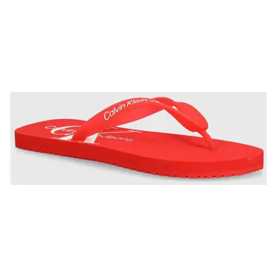 Žabky Calvin Klein Jeans BEACH SANDAL MONOGRAM TPU pánské, červená barva