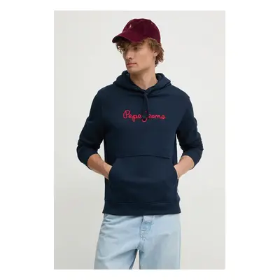 Bavlněná mikina Pepe Jeans NEW JOE HOODIE pánská, tmavomodrá barva, s kapucí, s aplikací, PM5827