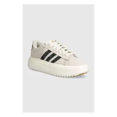 Semišové sneakers boty adidas Grand Court Platform béžová barva, IE3620