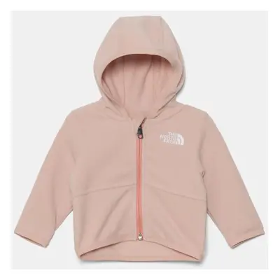 Kojenecká mikina The North Face BABGLACIER F/Z HOODIE růžová barva, s kapucí, hladká, NF0A8B1ALK