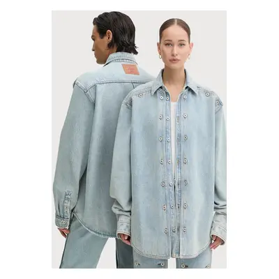 Džínová bunda Y/Project EVERGREEN SNAP OFF DENIM SHIRT modrá barva, přechodná, 207SI001