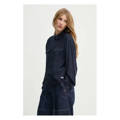 Košile G-Star Raw dámská, tmavomodrá barva, relaxed, s klasickým límcem, D25242-4304