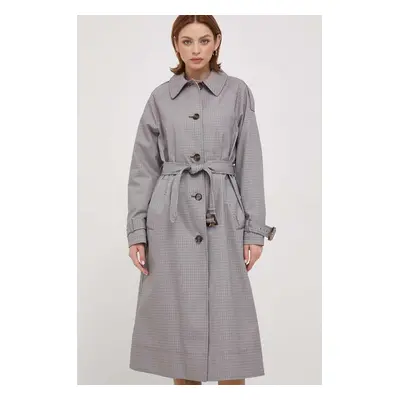 Trench kabát Barbour Marie Check Showerproof dámský, šedá barva, přechodný, oversize