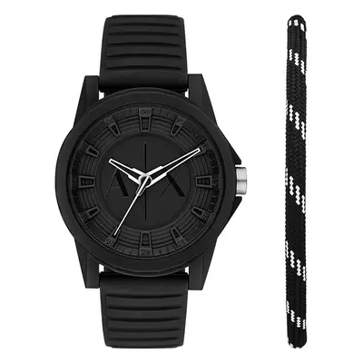 Hodinky a náramek Armani Exchange černá barva, AX7159SET