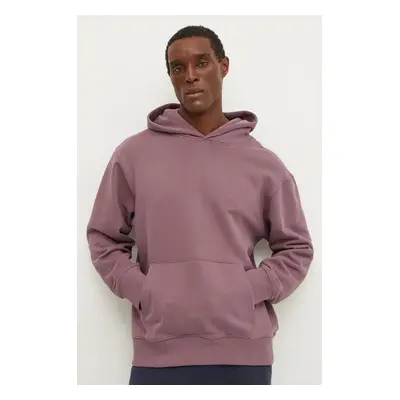 Bavlněná mikina adidas Originals pánská, růžová barva, s kapucí, hladká, IX9809