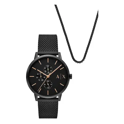 Hodinky a náhrdelníky Armani Exchange černá barva, AX7162SET