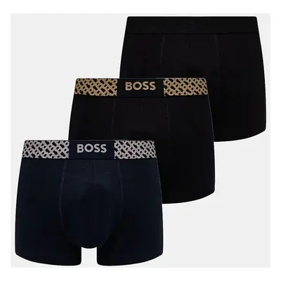 Boxerky BOSS 3-pack pánské, černá barva, 50524525